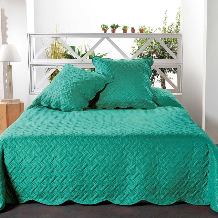 Couverture molletonné surpiquage graphique - Vert