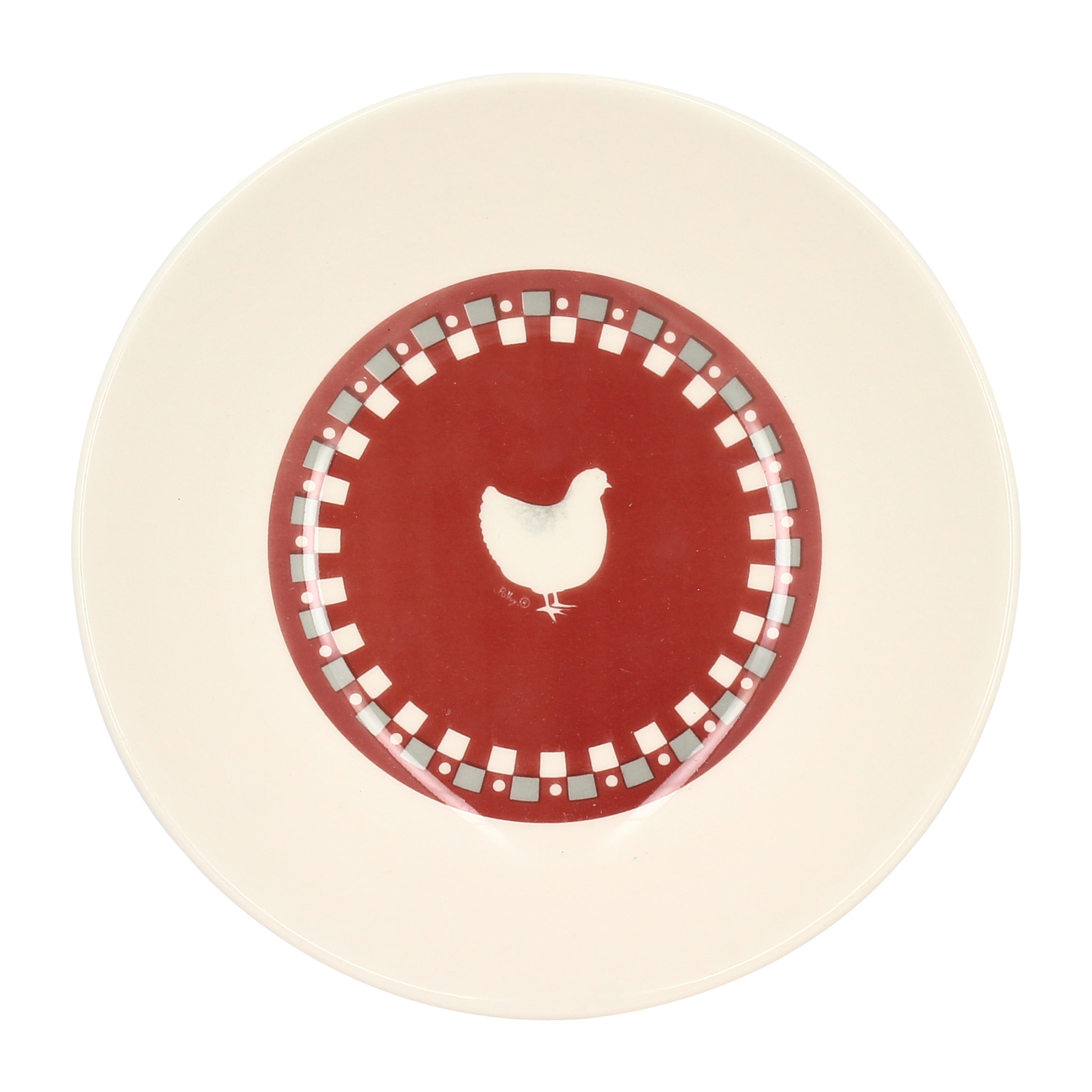Lot de 6 assiettes creuses en grès 20cm avec dessin de poule GALLINA