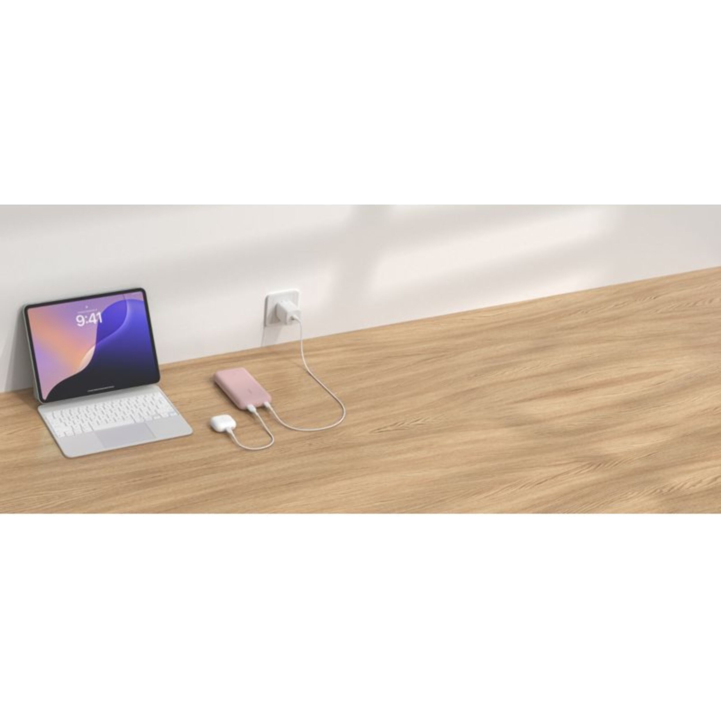 Batterie externe BELKIN 20000 mAh avec cable USB-C intégre pink