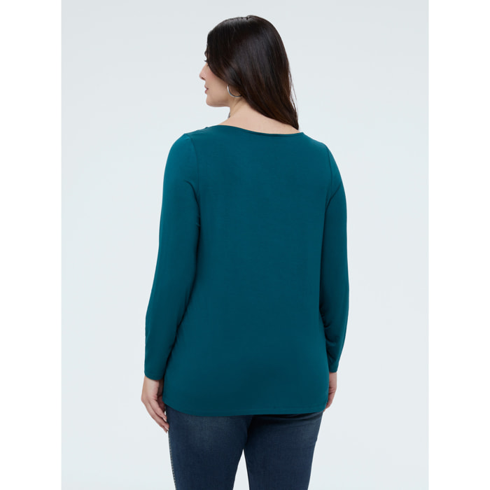 Fiorella Rubino - T-shirt in jersey con dettaglio gioiello - Ottanio