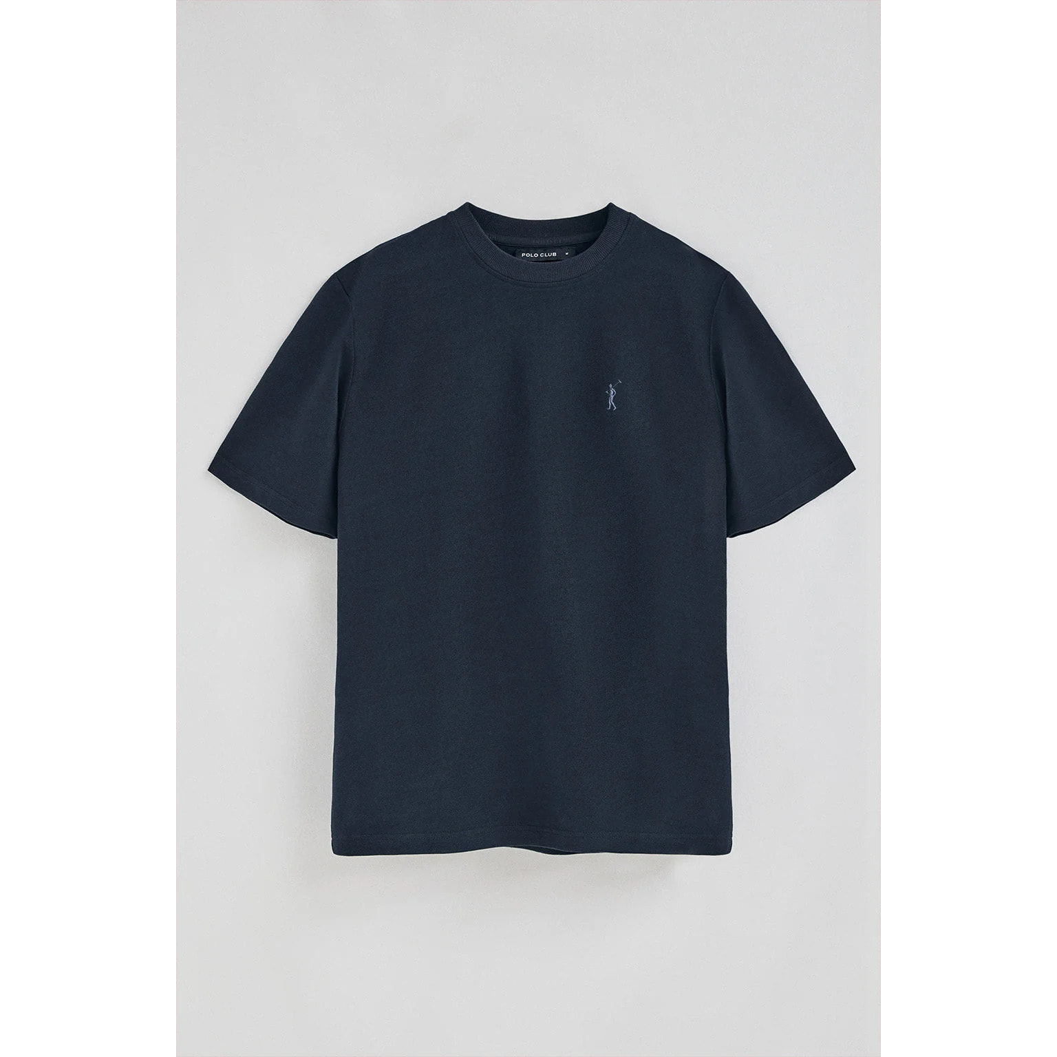 Camiseta azul marino de algodón y lino con bordado Rigby Go