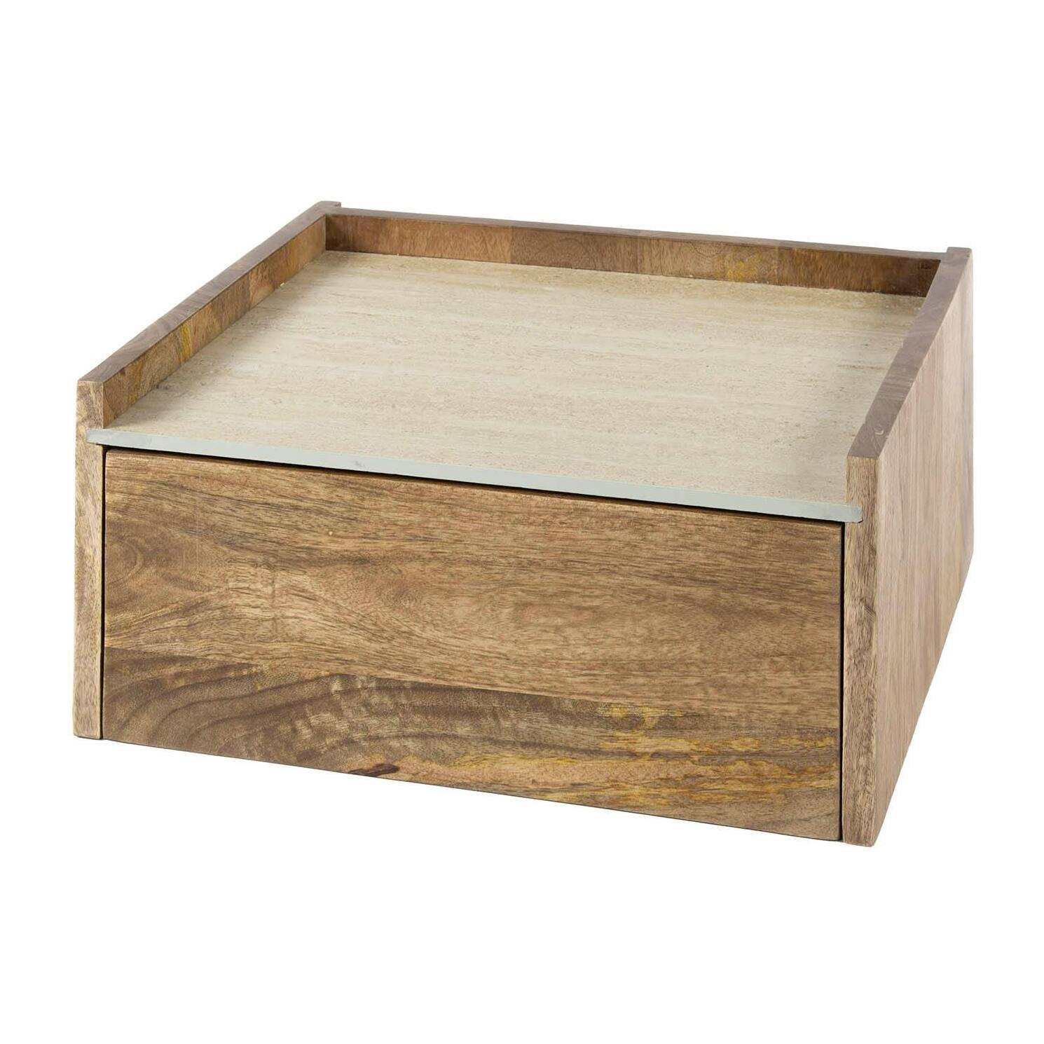 Table de nuit murale en bois et céramique, 1 tiroir ASCOLI