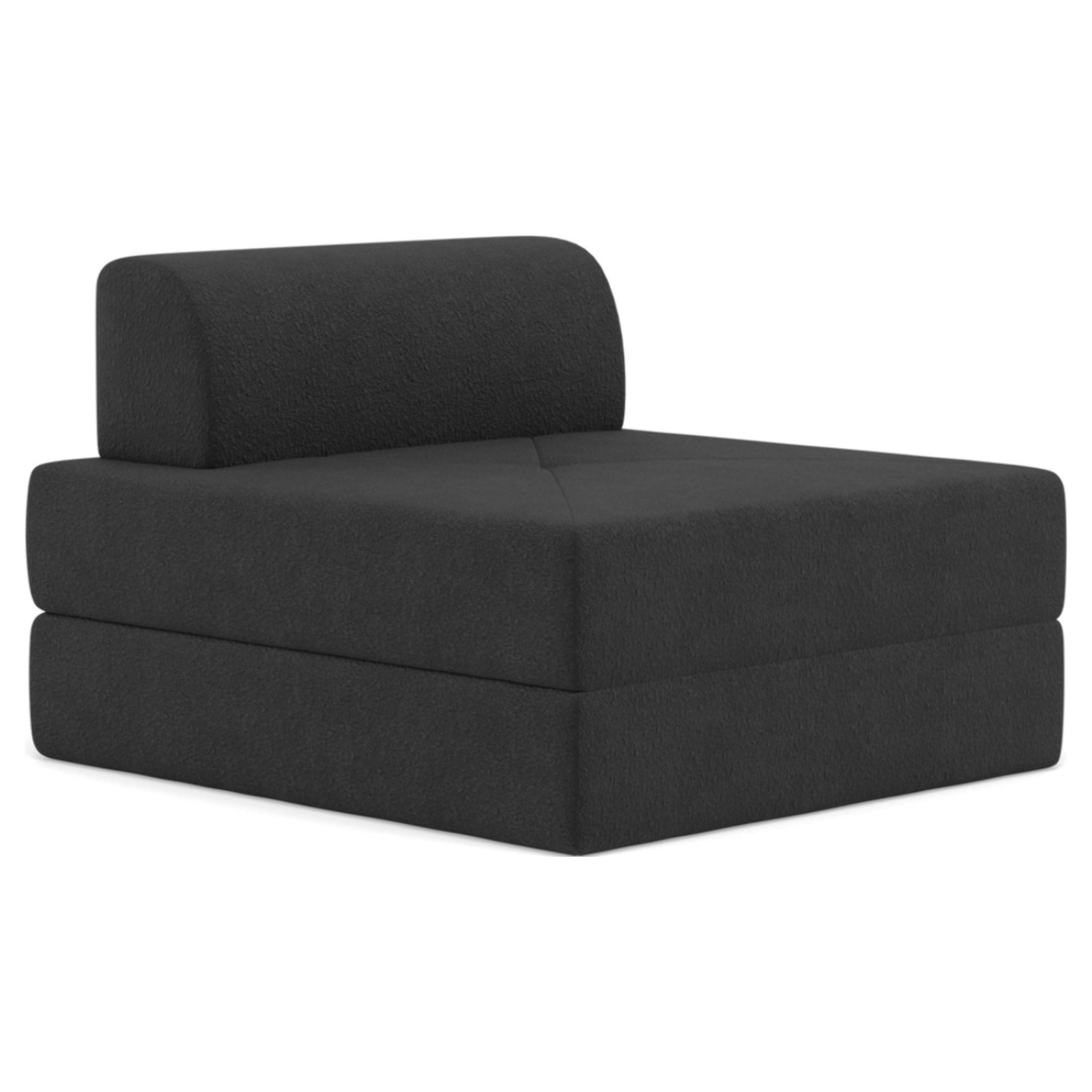 Edna - fauteuil convertible déplimousse en tissu bouclette - Noir