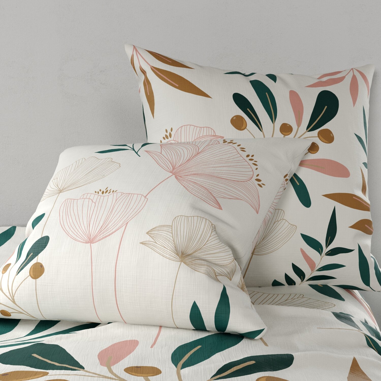 Parure housse de couette imprimé 100% coton - kano - beige