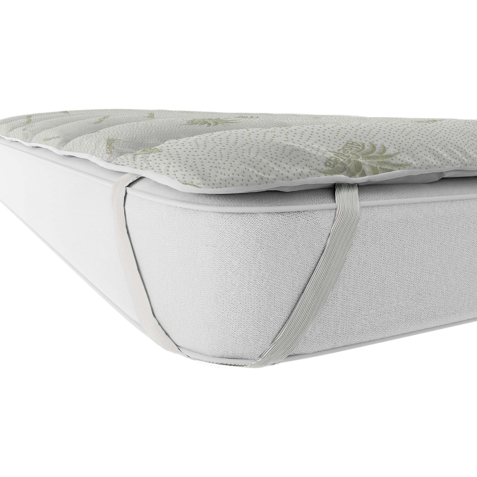 TOPPER TRAPUNTATO CON ELASTICI ALOE- BIANCO, SINGOLO