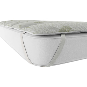 TOPPER TRAPUNTATO CON ELASTICI ALOE- BIANCO, SINGOLO