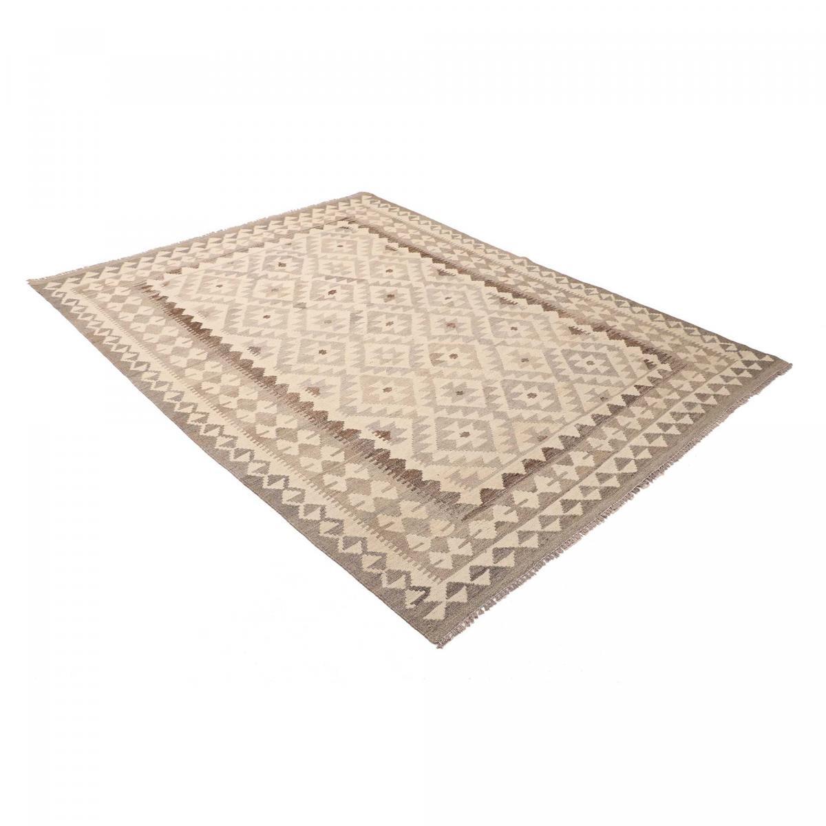 Tapis kilim, motif géométrique artisanal, tissé à plat, VOTUJU