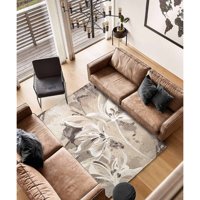 Tappeto Arredo Disegno Floreale Tortora