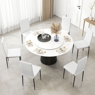 Pack de 6 Sillas de Comedor Modernas, Sillas de Cocina Tapizadas en Lino Sintético con Respaldo Alto y Patas de Metal, para Salón, Blanco