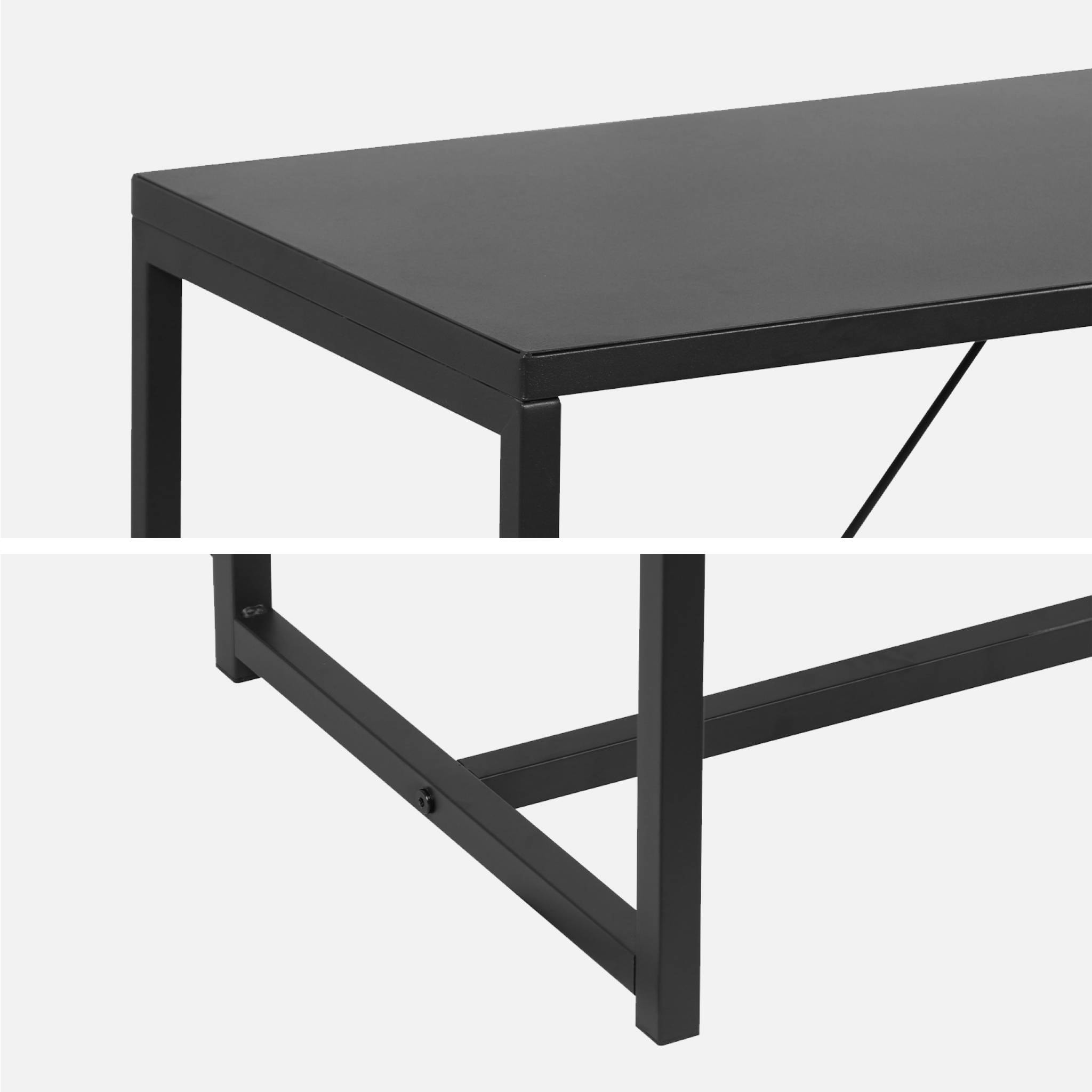 Console en métal noir 120 x 39 x 79cm - Industrielle - 1 barre de renfort