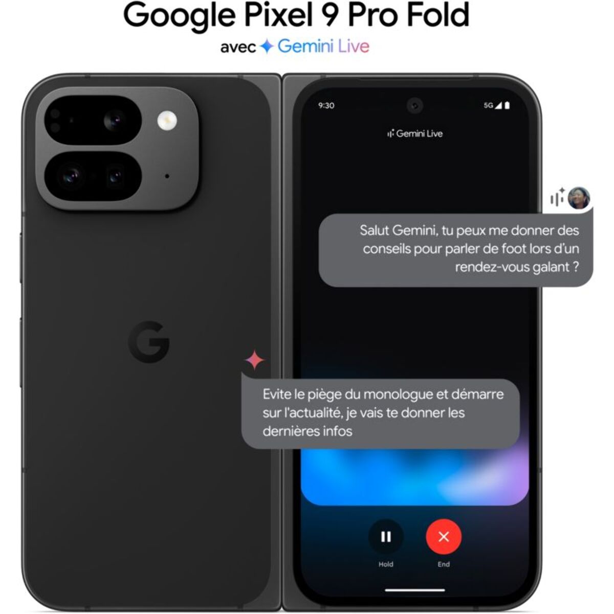 Smartphone GOOGLE Pixel 9 Pro Fold Noir Volcanique 512Go