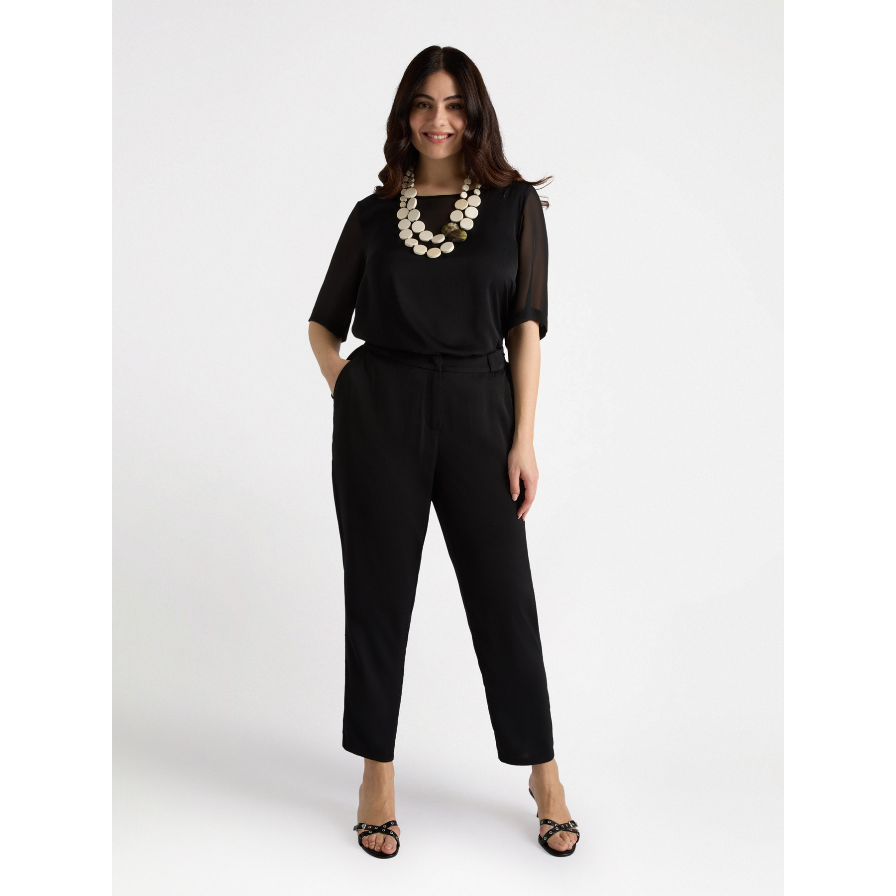 Fiorella Rubino - Blusa con escote de pico - Negro