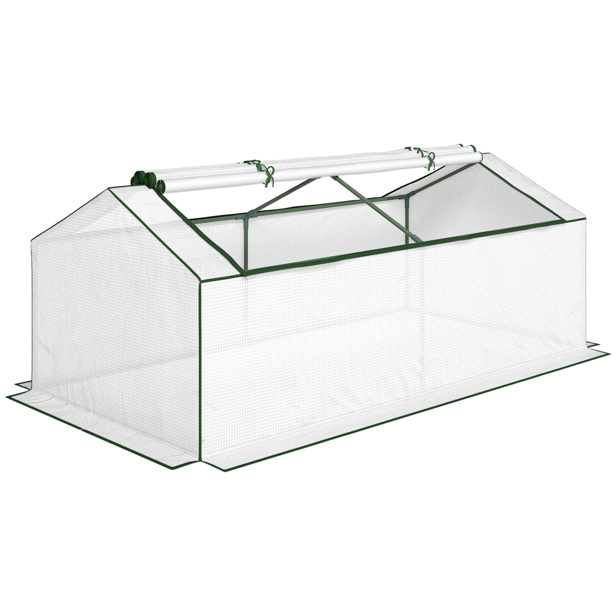 Mini serre de jardin à tomates 2 fenêtres enroulables 1,8L x 0,9l x 0,7H m blanc