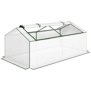 Mini serre de jardin à tomates 2 fenêtres enroulables 1,8L x 0,9l x 0,7H m blanc