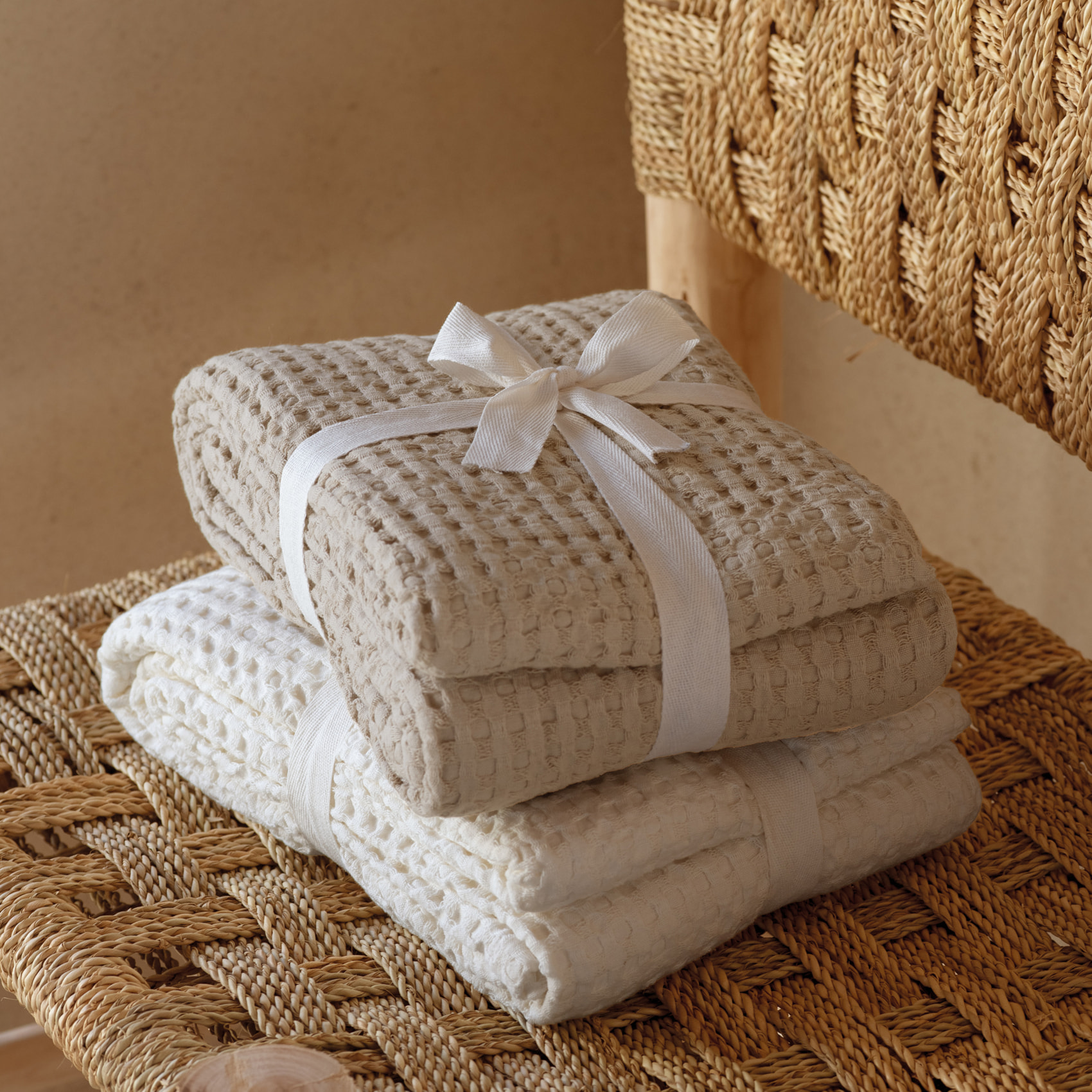 Plaid en coton gaufré - Lin