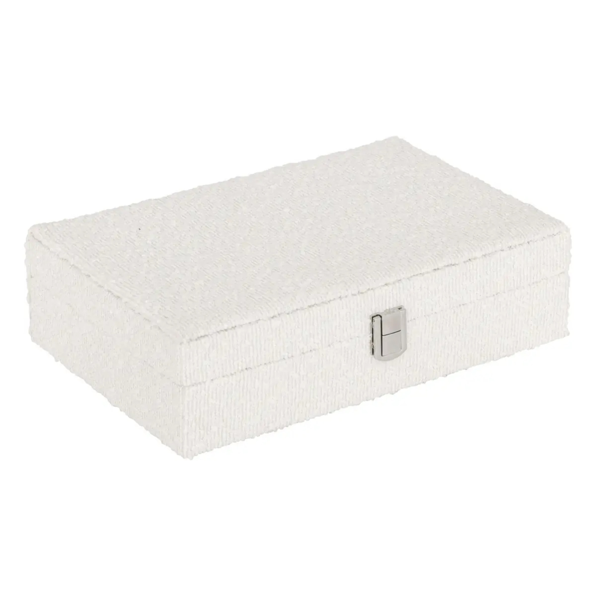 Boîte à bijou "Loe" bouclette blanc 28x19cm