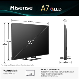 TV QLED HISENSE 55A7Q 2025-55 pouces (139cm)