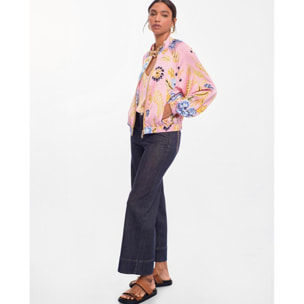 bomber in raso con stampa