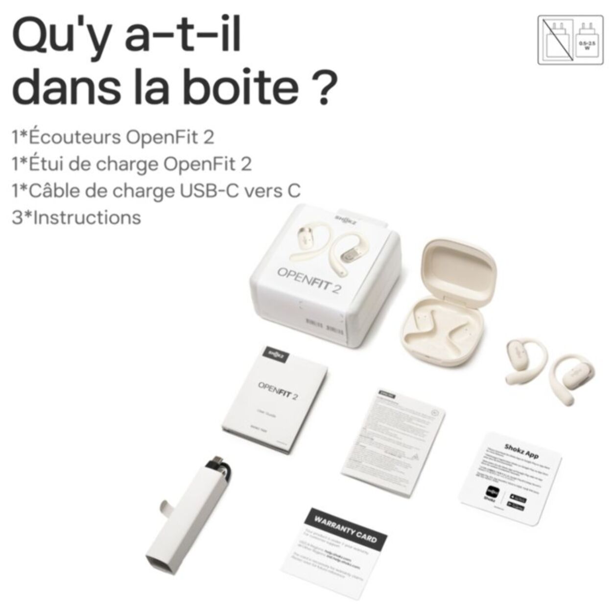 Ecouteurs sport SHOKZ OpenFit 2 Beige