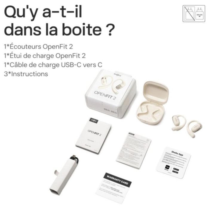 Ecouteurs sport SHOKZ OpenFit 2 Beige