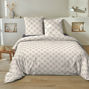 Parure housse de couette coton beige