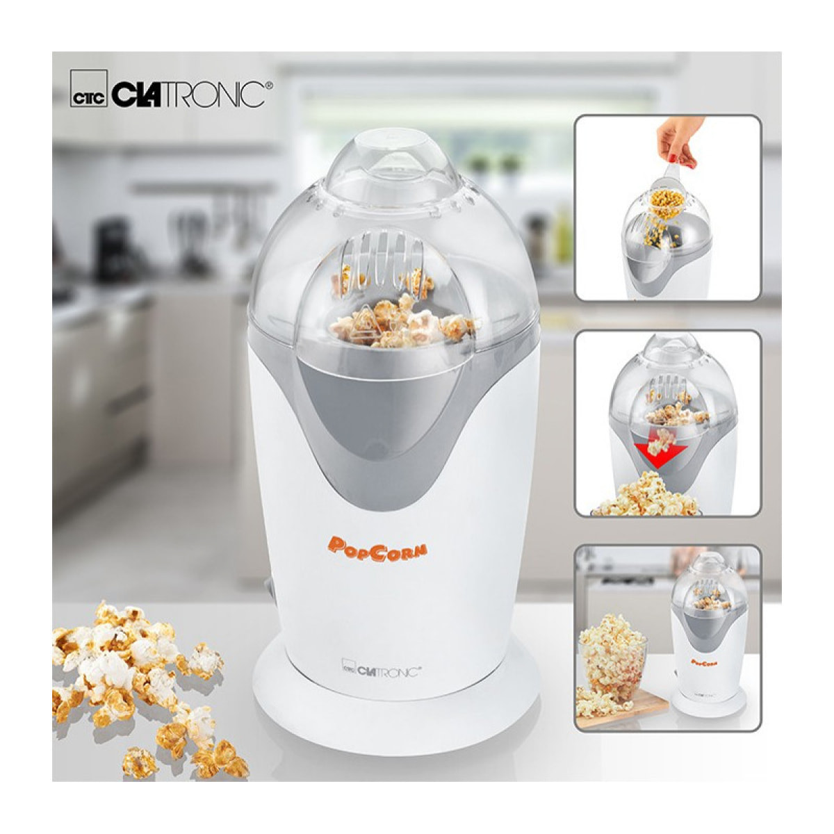 Machine à popcorn Clatronic PM 3635 Blanc