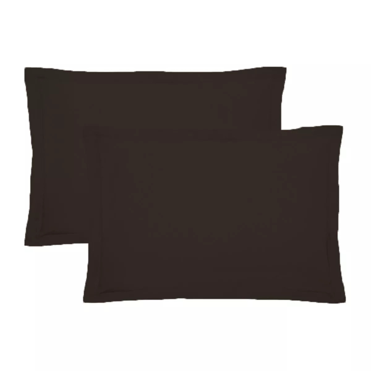Lot de 2 taies percale de coton uni chocolat Giulia chocolat