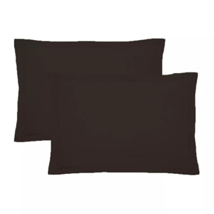 Lot de 2 taies percale de coton uni chocolat Giulia chocolat