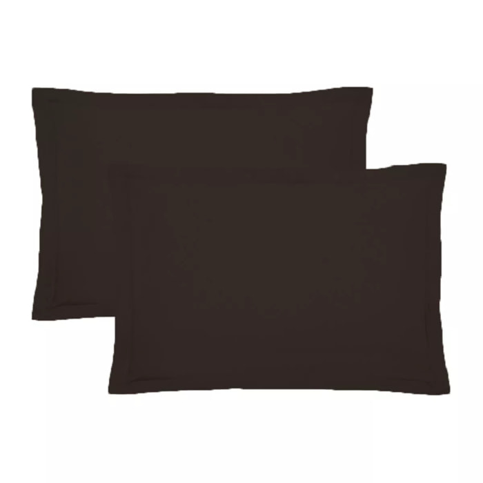 Lot de 2 taies percale de coton uni chocolat Giulia chocolat