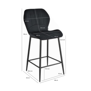 Chaise de bar en velours avec pieds en métal noir - FAUSTINE 2