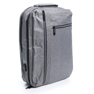 Zaino da cabina multiscomparto, porta laptop 17''. Adattabile a Trolley. Presa USB esterna nascosta.