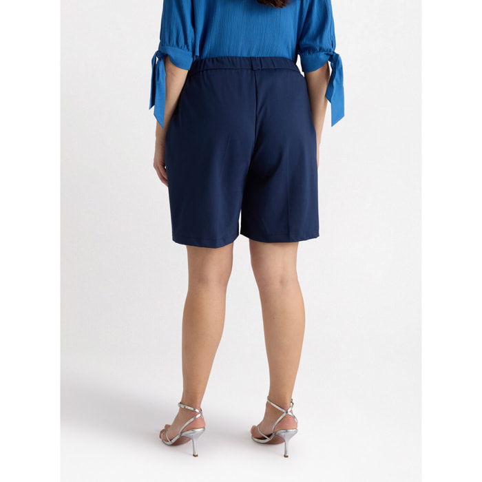 Fiorella Rubino - Pantalón corto en punto Milano - Azul