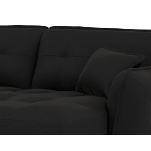 Thais - canapé droit 4 places avec double méridienne assise profonde en tissu texturé - Noir
