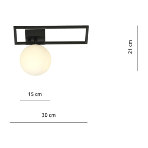 Lampada a soffitto Imago in metallo nero e vetro opalino