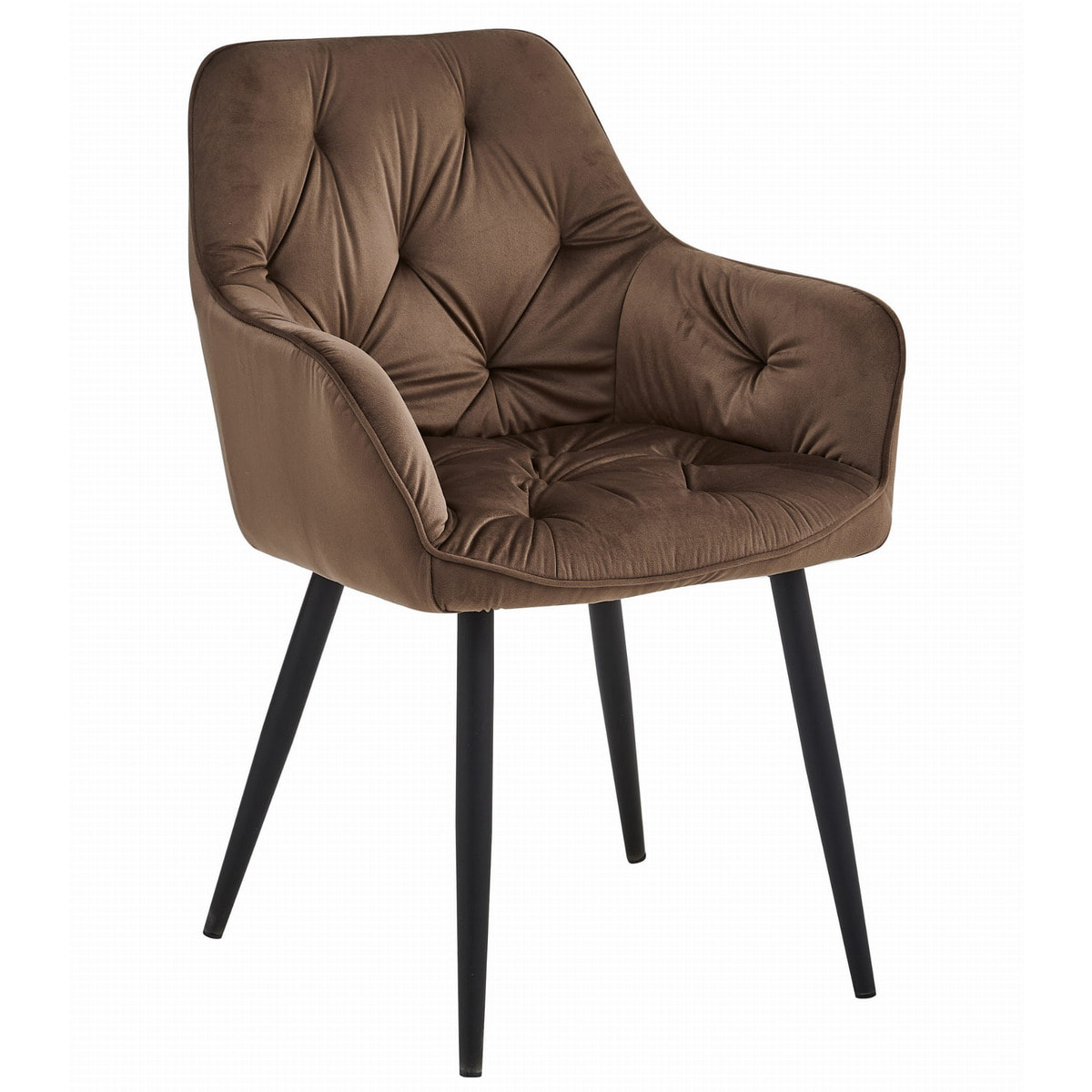 Sedia Jork in velluto marrone con gambe in metallo nero