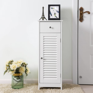 Colonna Bagno Bianca con Cassetto e Ante a Persiana - MDF