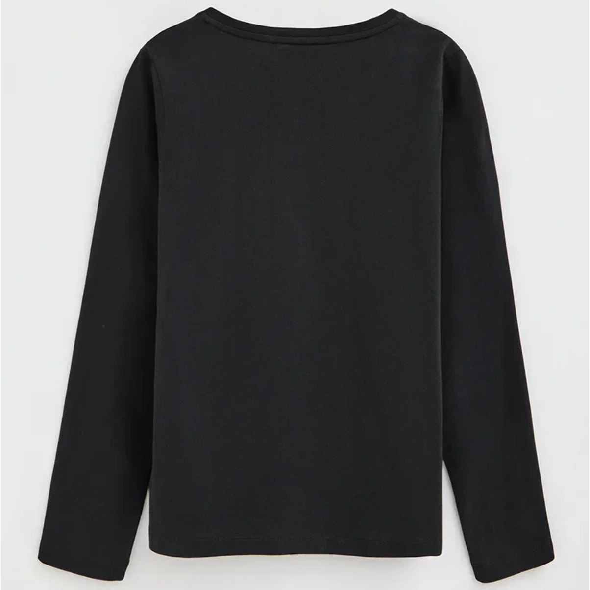 Maglietta nera a maniche lunghe e scollo a V con ricamo Rigby Go