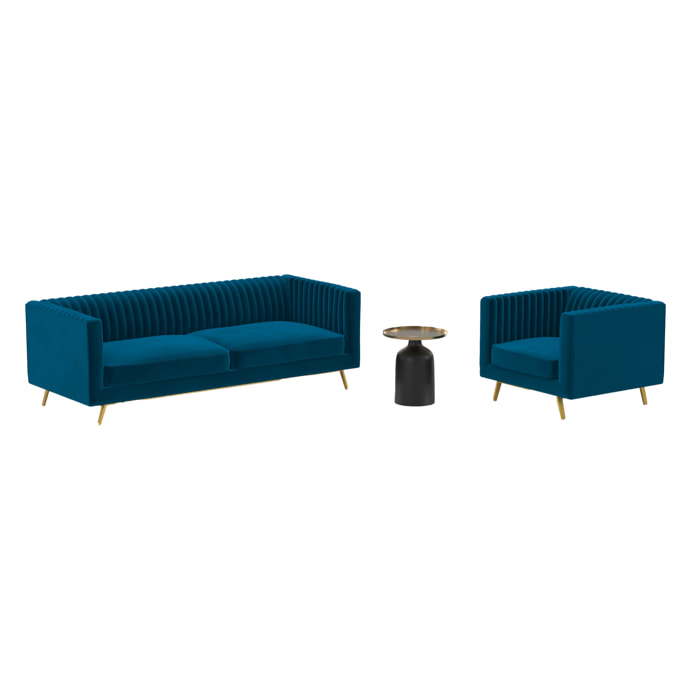 Pack Gatsby canapé, fauteuil et table basse 4 places