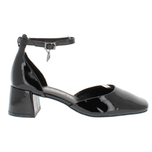 Marina Galanti Scarpe Donna Square Toe Patent Mary Jane Sandals Block Heel 50 MG W24A077 Black