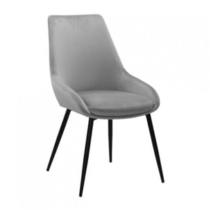 Chaise en velours avec piètement métal noir - MONDO
