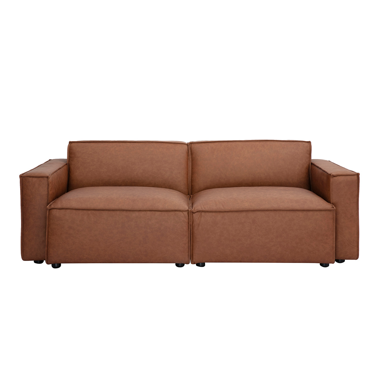 Canapé modulable vintage 3 places en cuir marron SPLIT