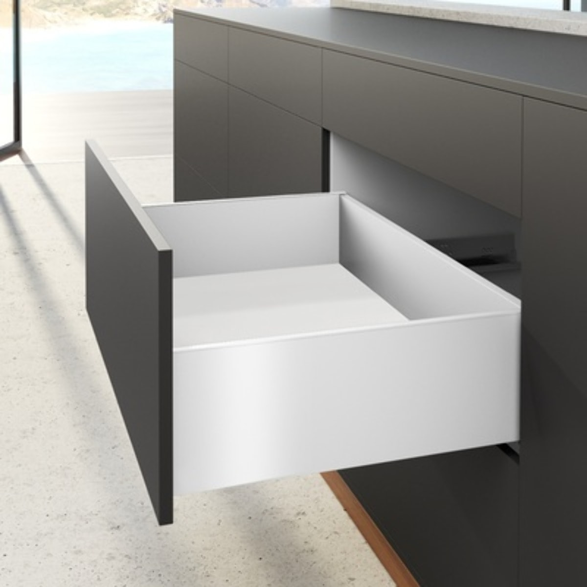 Profilé latéral de tiroir AvanTech YOU, hauteur 187 mm x NL 500 mm, Blanc, gauche et droite - HETTICH - 9353406