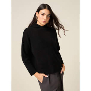 Oltre - Jersey con capucha de pura lana - Negro