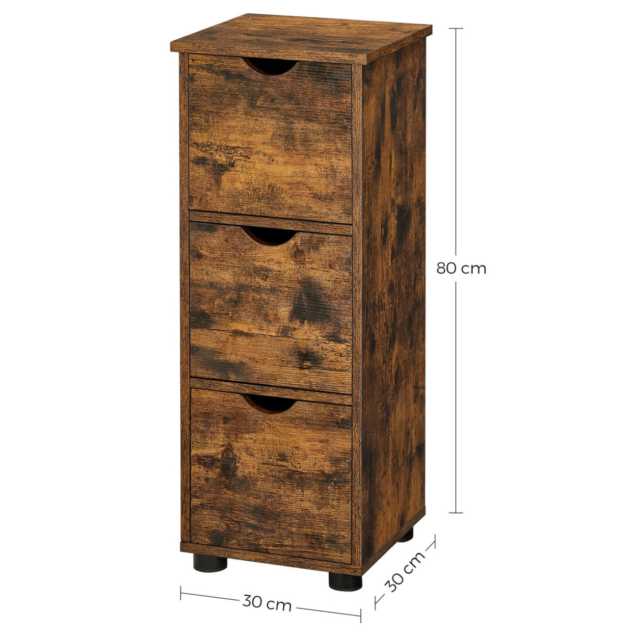 Cassettiera bagno rustica in legno marrone scuro