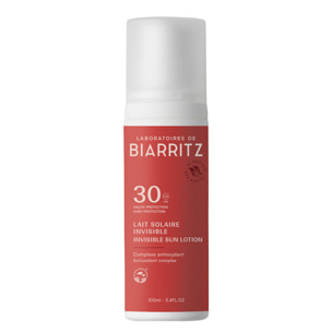Solaire SPF30 - Lait Solaire Invisible Bio Complexe Antioxydant 100ml