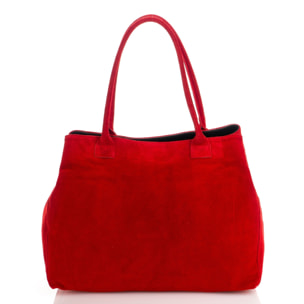 Borse Donna colore Rosso-in pelle Made in Italy 41 x 28 x 7cm