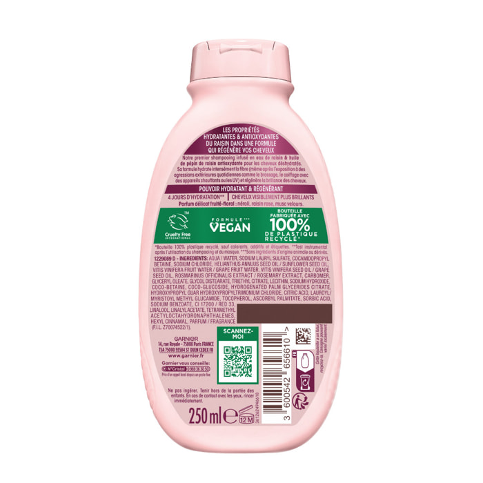 Lot de 12 - Garnier Ultra Doux Vignes Merveilleuses Shampooing Hydratant Régénérant 250ml - Homme & Femme