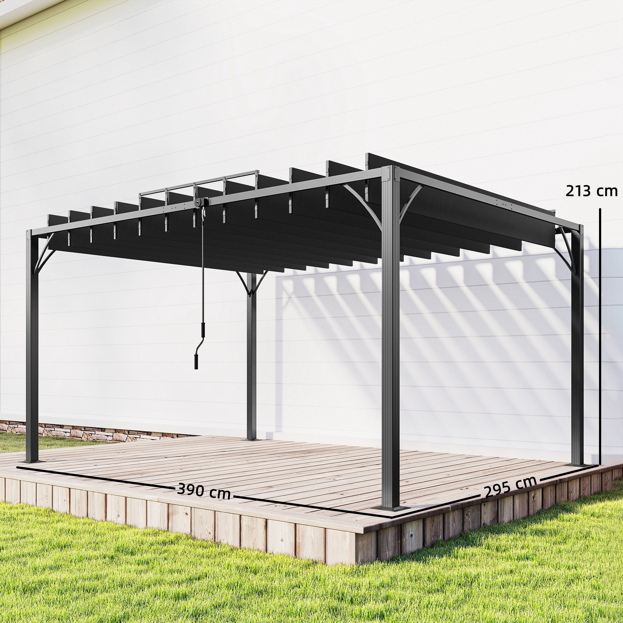 Pérgola de Jardín 3x4 m, Cenador de Jardín con Techo de Lamas Orientables a 135°, Estructura de Aluminio, Protección UPF50+, Pabellón para Exterior, Patio, Terraza, Gris Oscuro