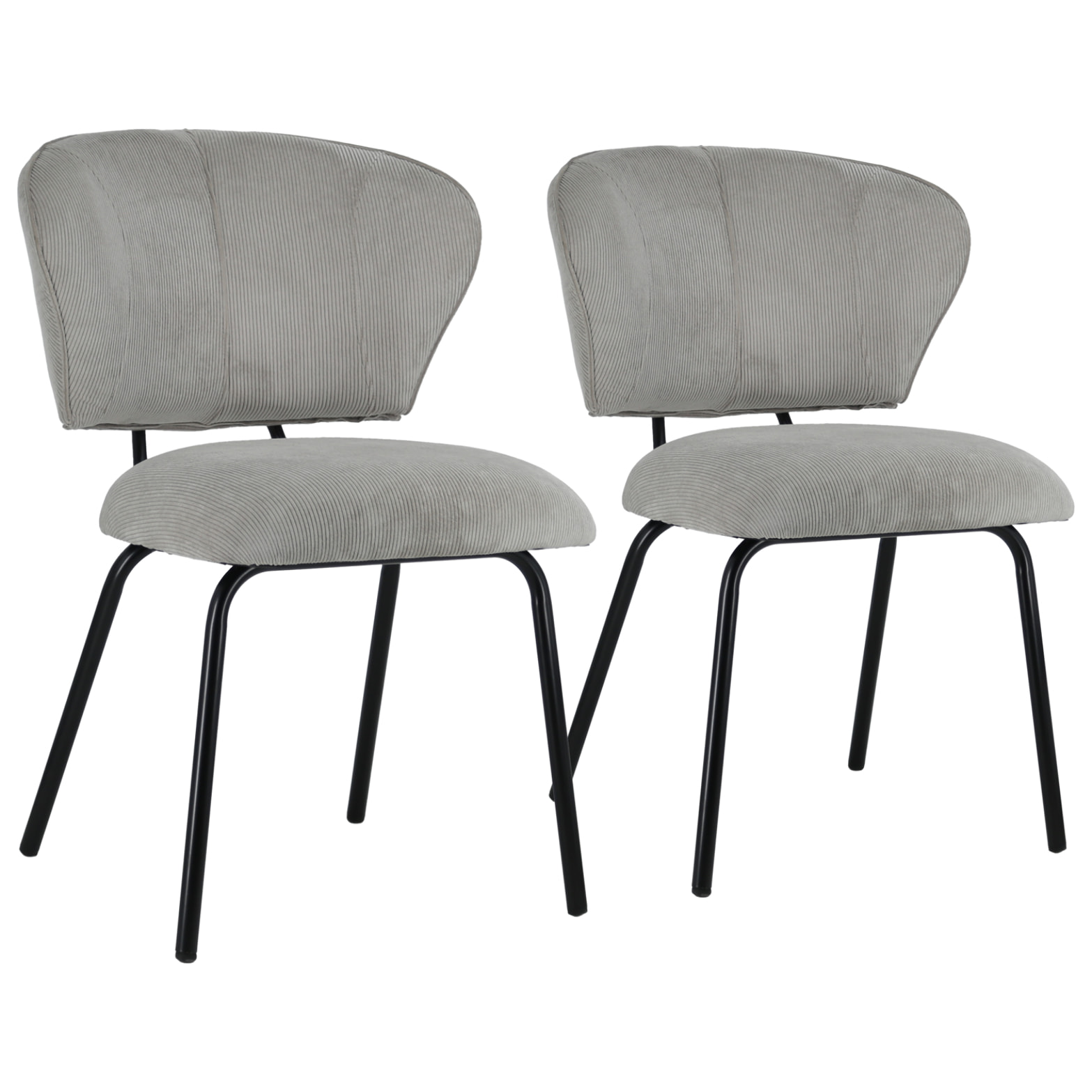 Lot de 2 chaises en velours côtelé gris clair NILSA
