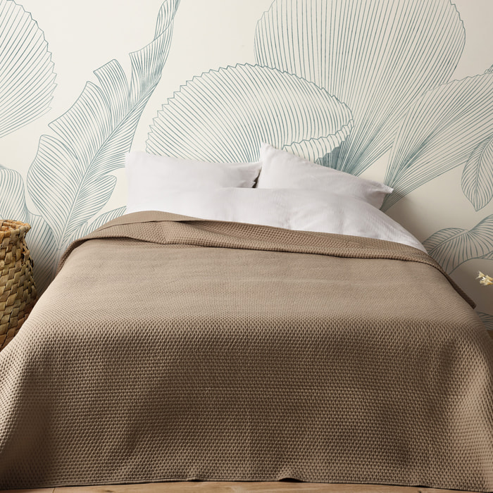 Jeté de lit matelassé léger motif capitonné - Taupe